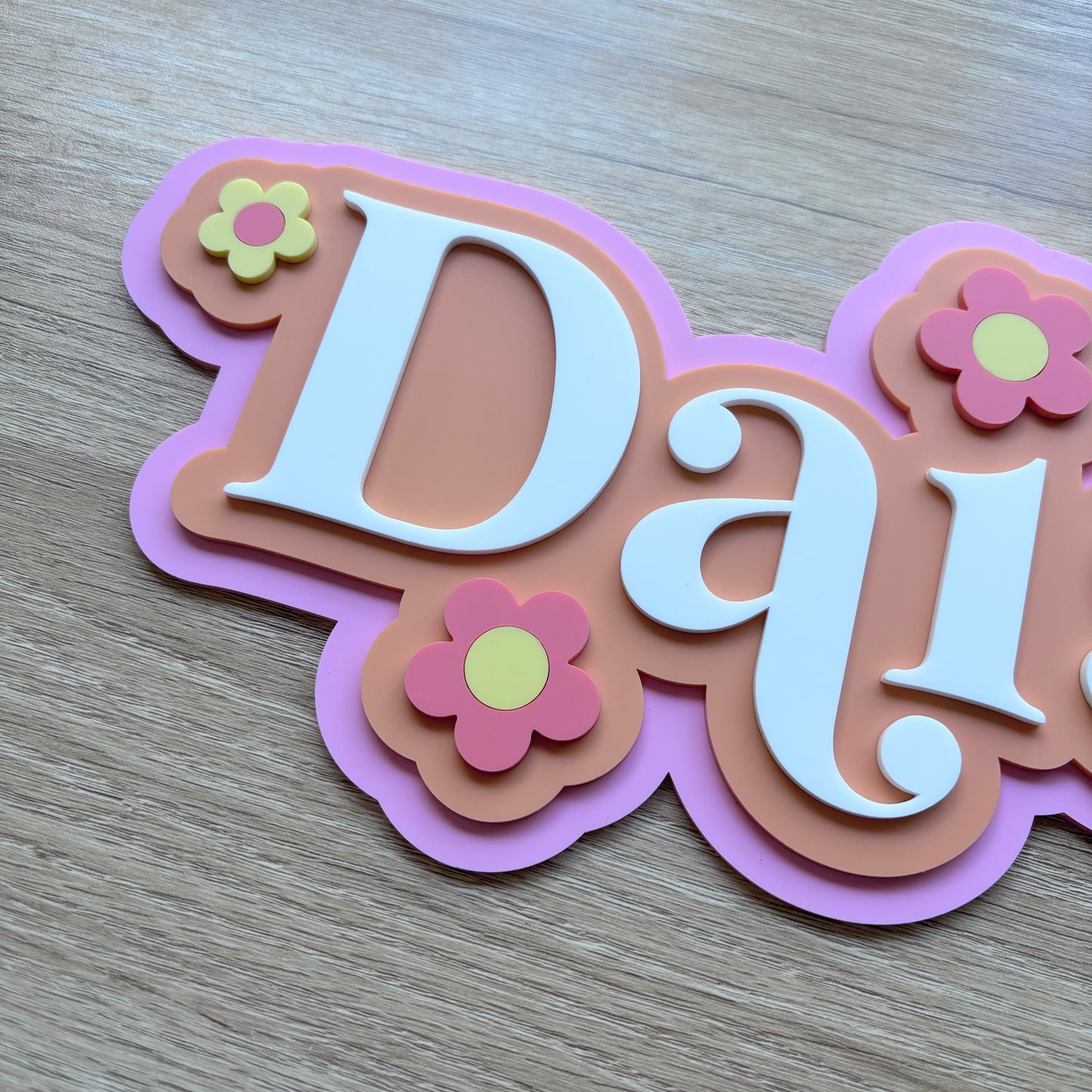 3 Layer Flower Name Sign