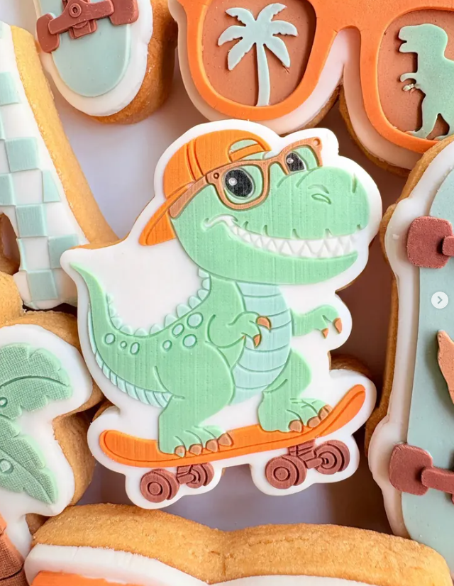 Skater Dino Cookie Stamp & Cutter