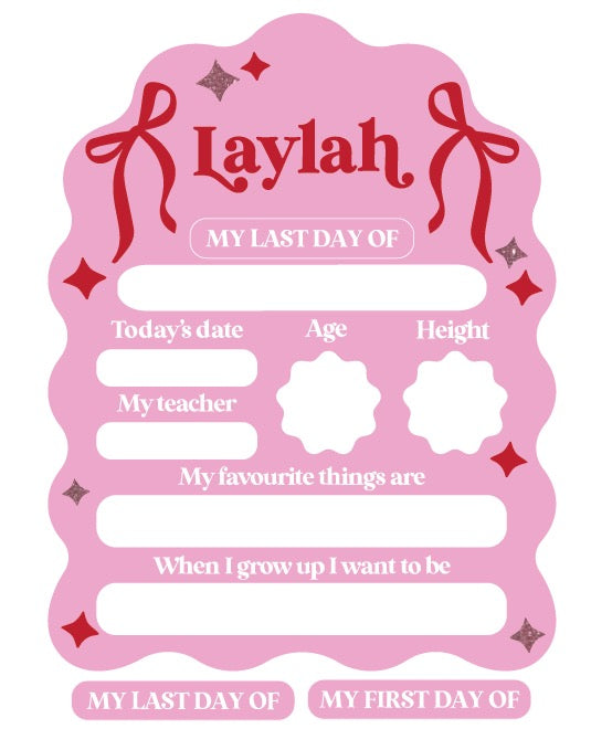 First & Last Day Wavy Arch Bow Star Board