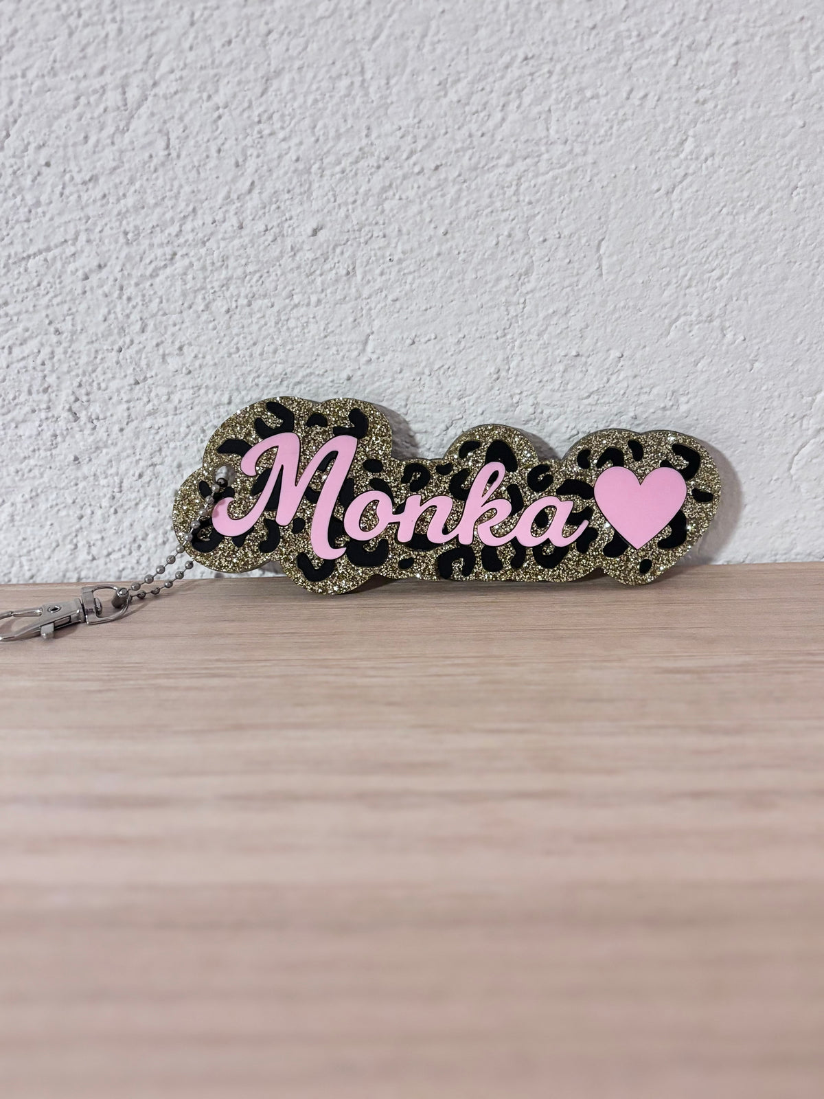 Leopard Heart Name Keyring