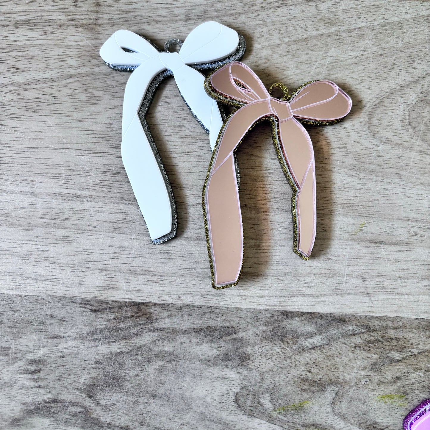 Acrylic Double Layer Bow Ornament (3pk)