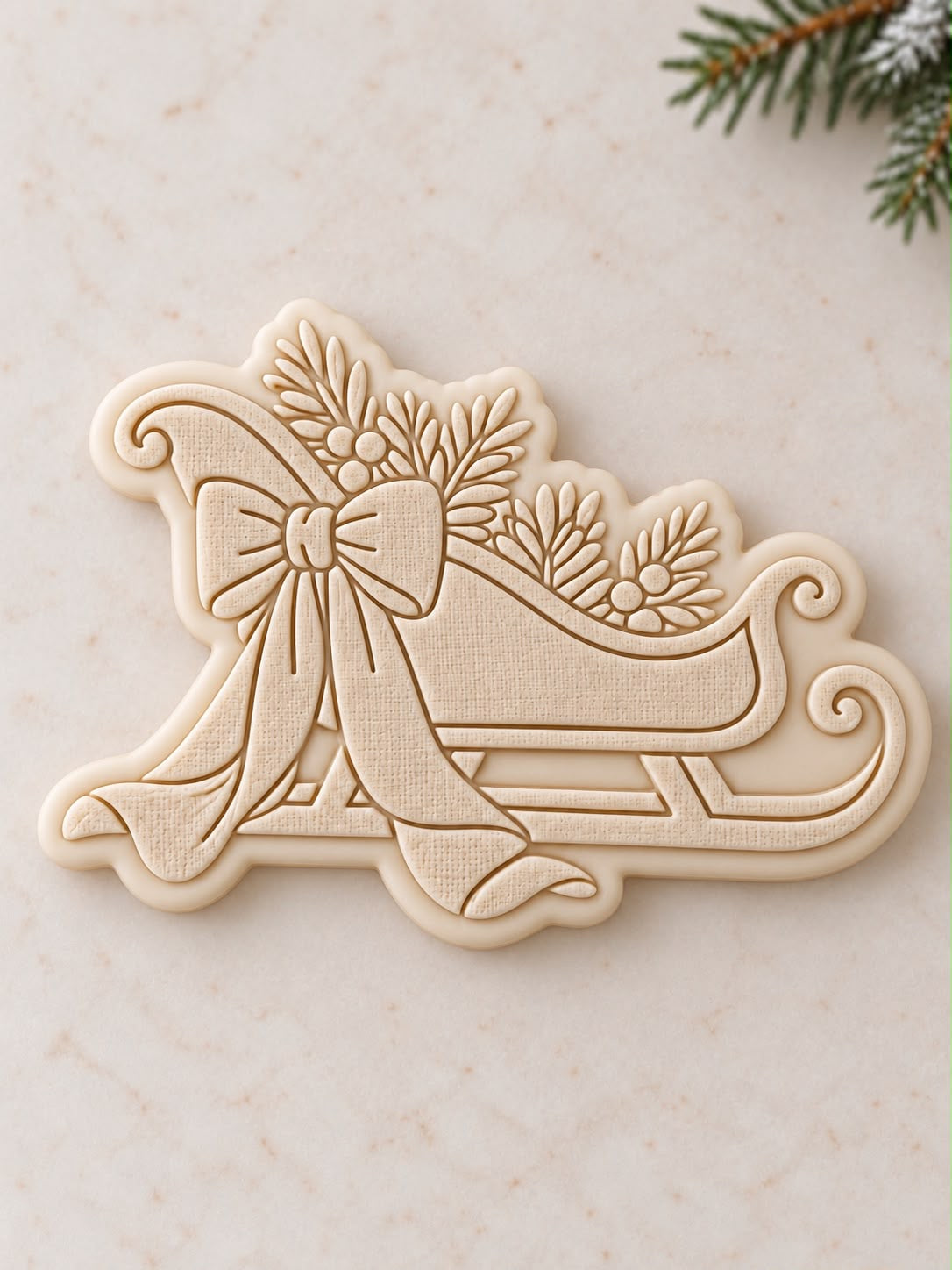 Le Monde de Mely | White Christmas – Christmas Sleigh Cookie Stamp & Cutter