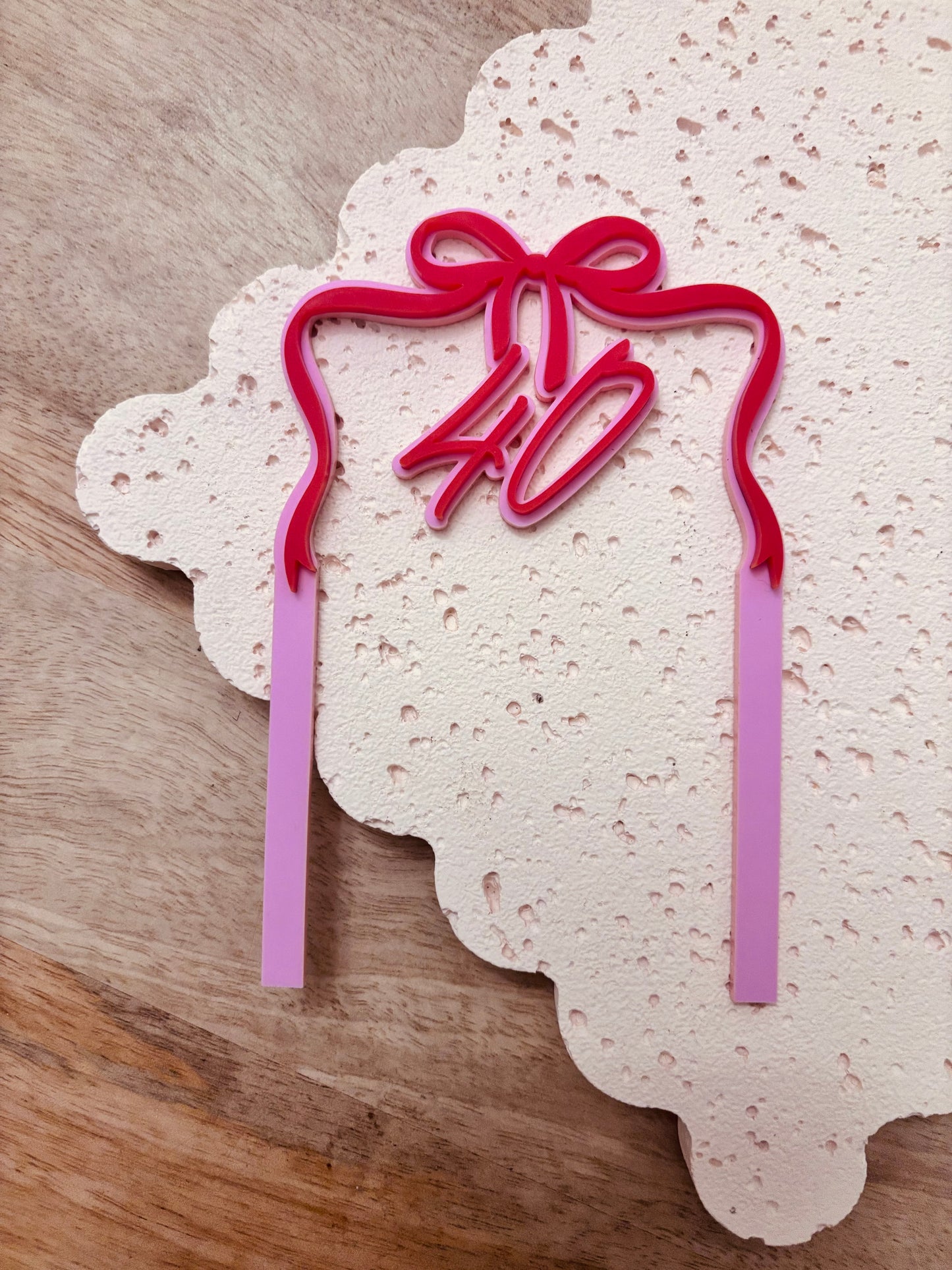 Bow and Age Cake Topper