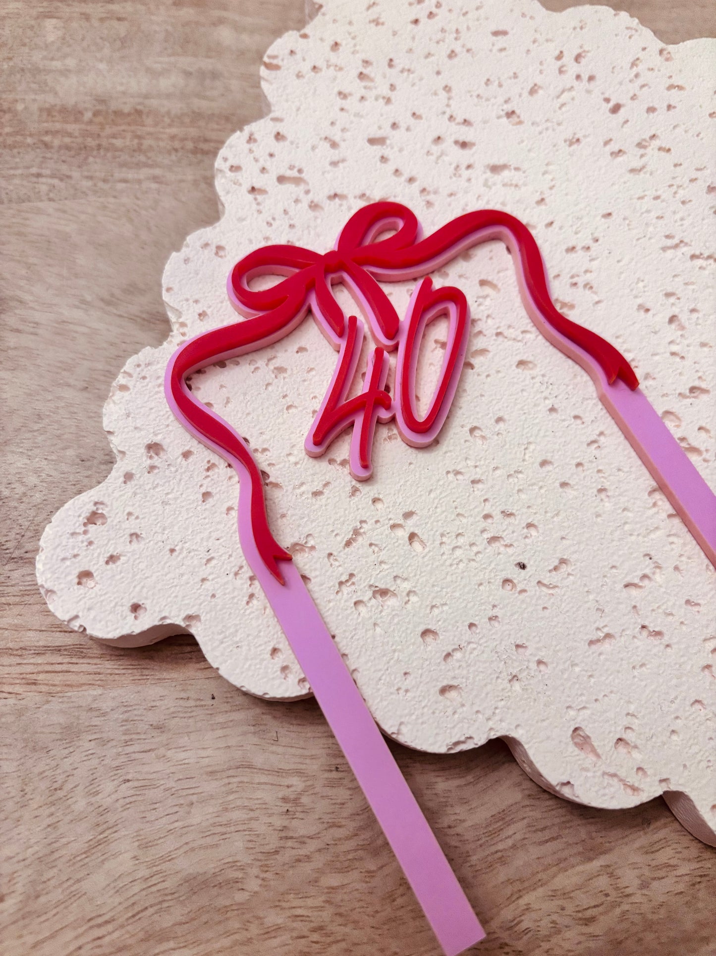 Bow and Age Cake Topper
