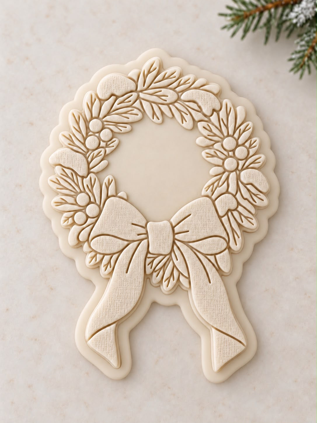 Le Monde de Mely | White Christmas – Christmas Wreath Cookie Stamp & Cutter