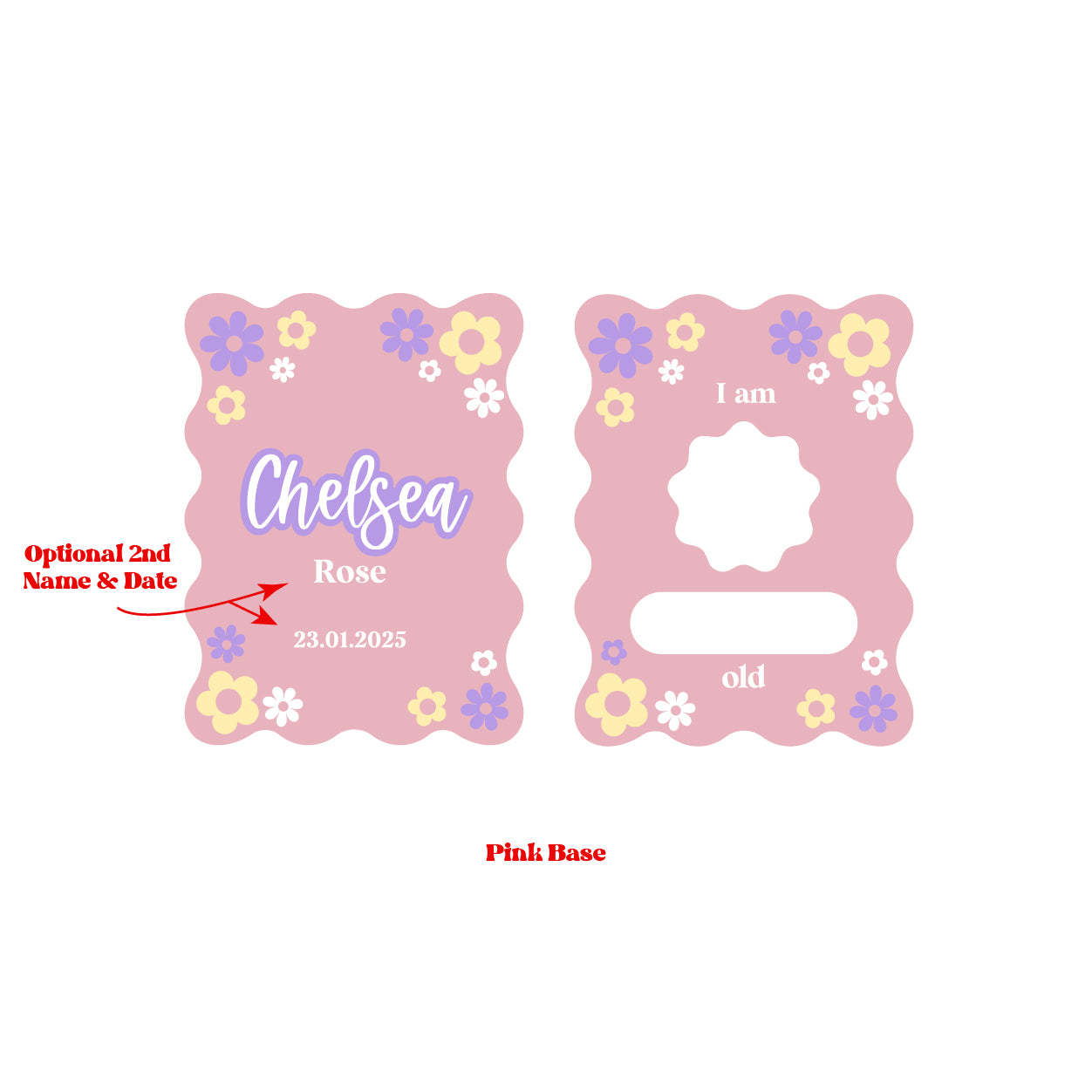 Reversible Name /Age Flower Wavy Rectangle Board