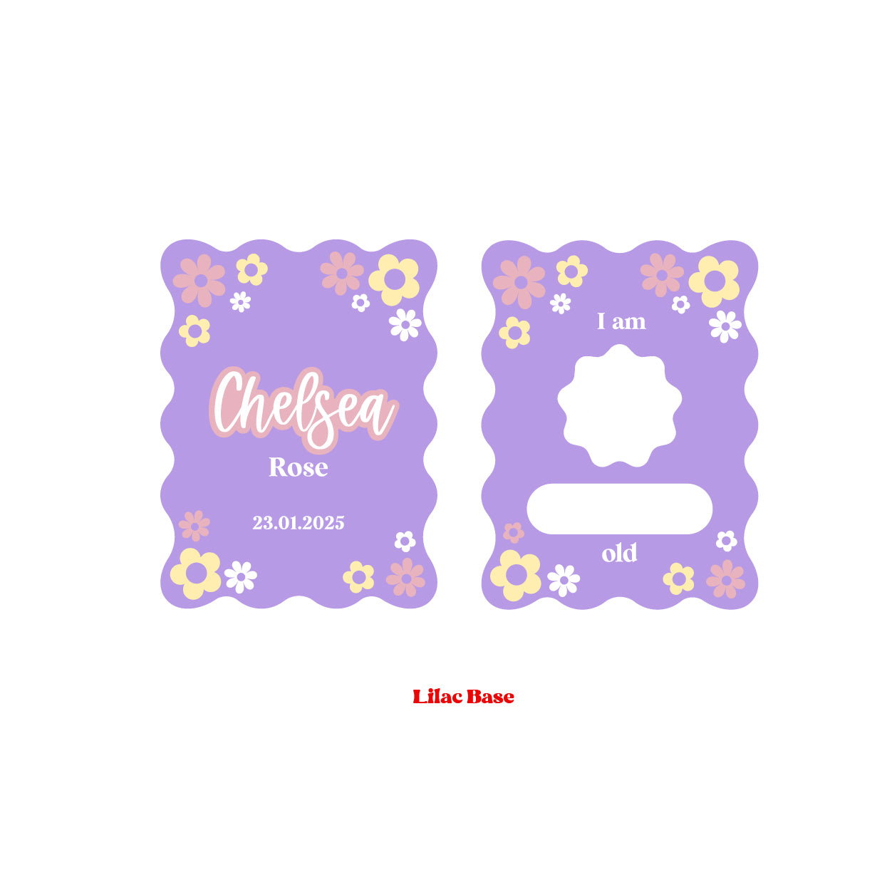 Reversible Name /Age Flower Wavy Rectangle Board