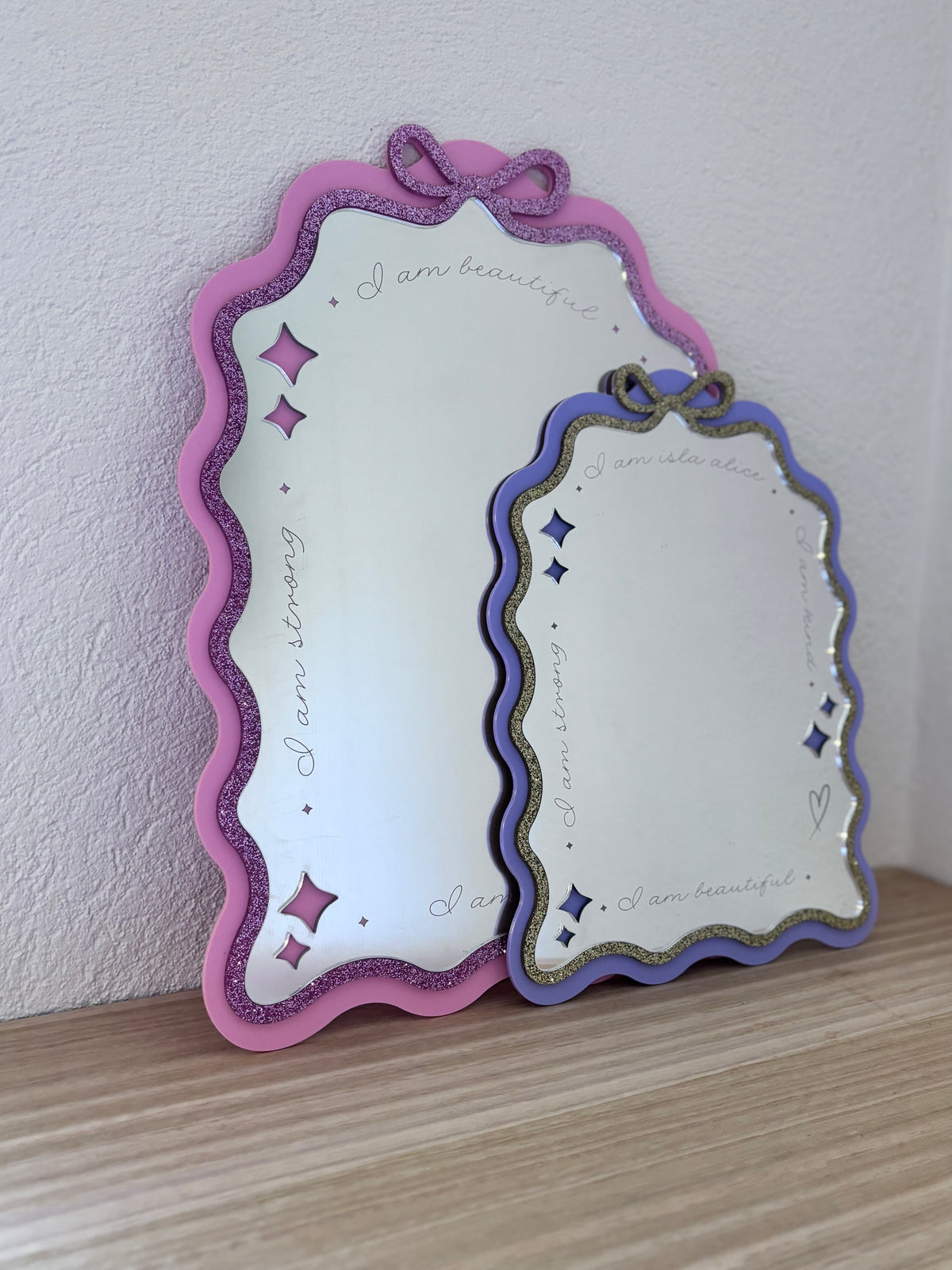 Personalised Affirmation Wavy Bow Arch Mirror