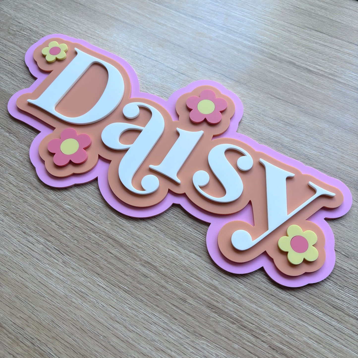 3 Layer Flower Name Sign