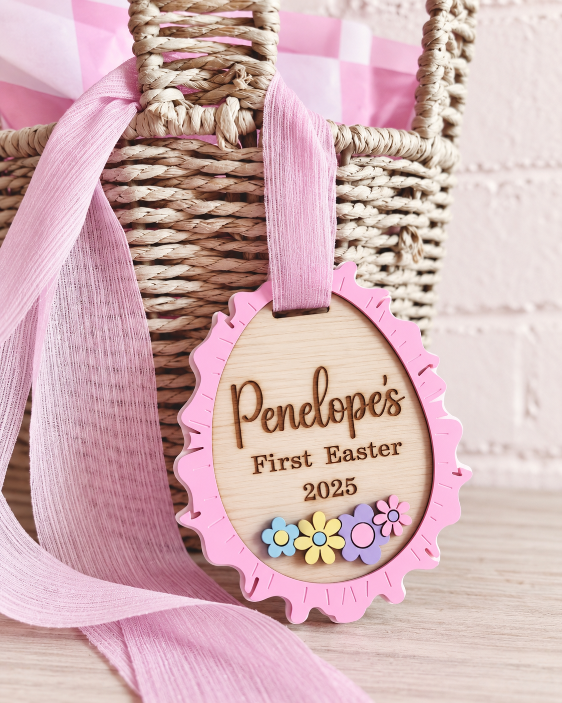 Personalised Frilly First Easter Basket Tag