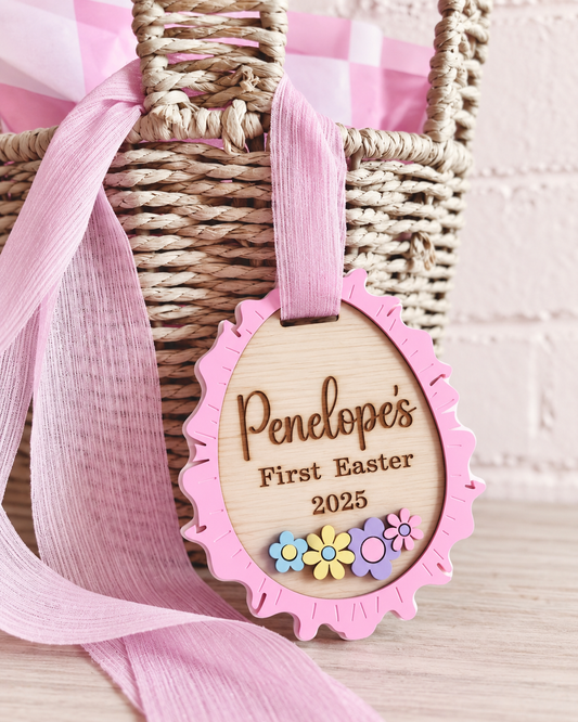 Personalised Frilly First Easter Basket Tag