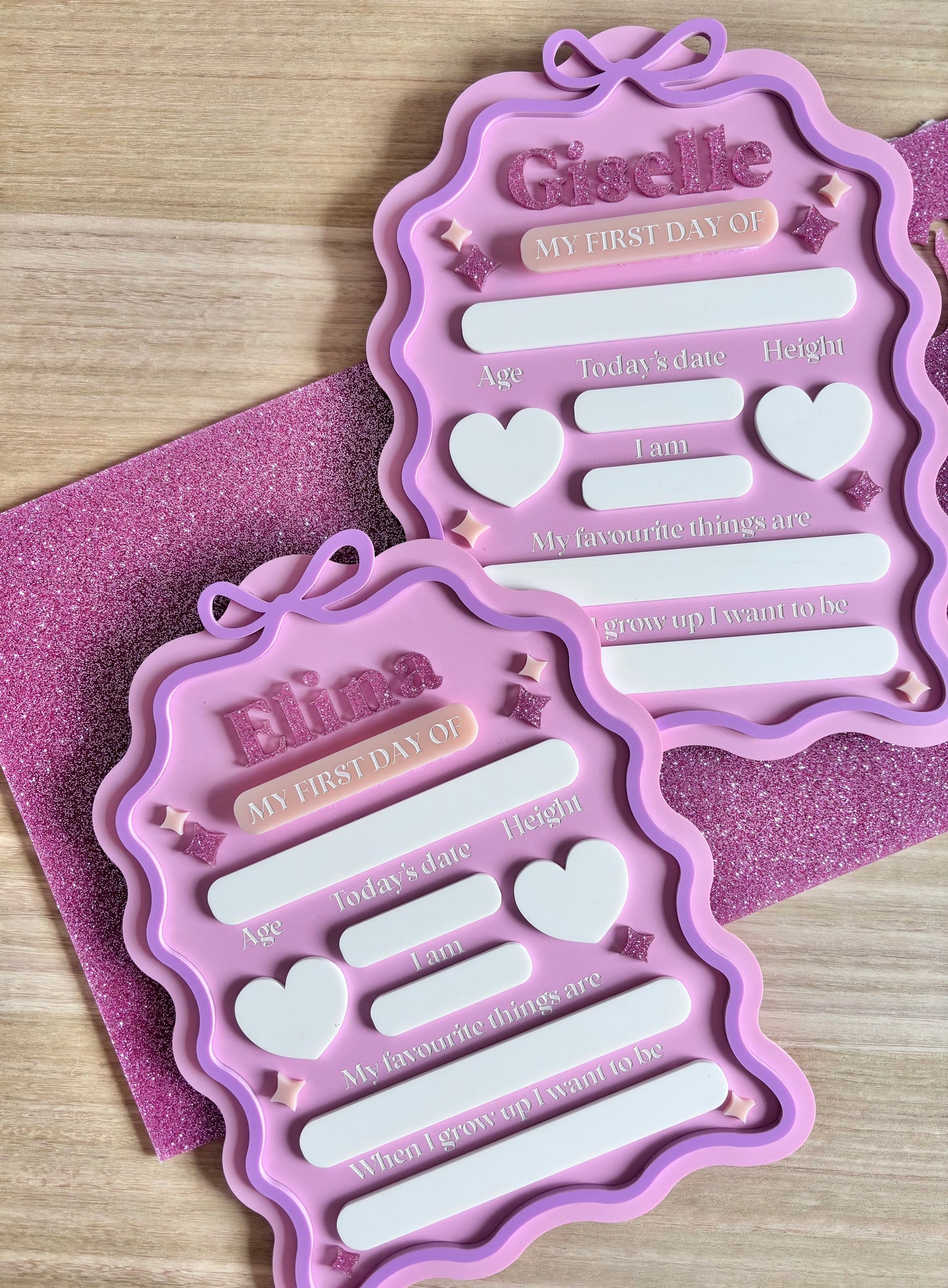 First & Last Day Arch Heart Bow Star Board