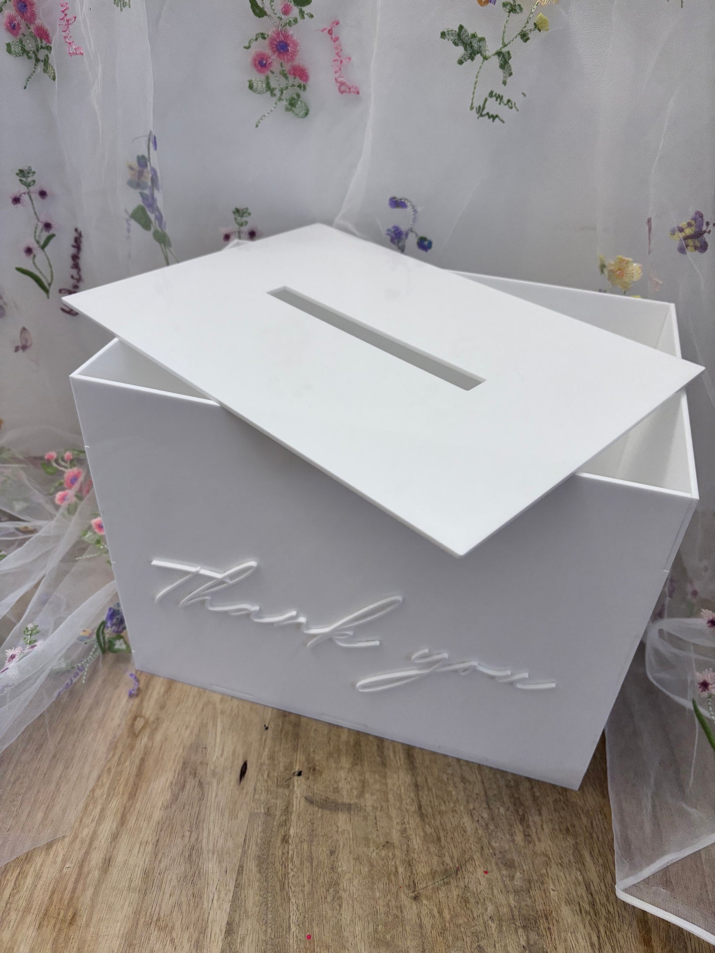 Acrylic Card Box | Personalized Raised Text Card Box | Custom Wedding Decor