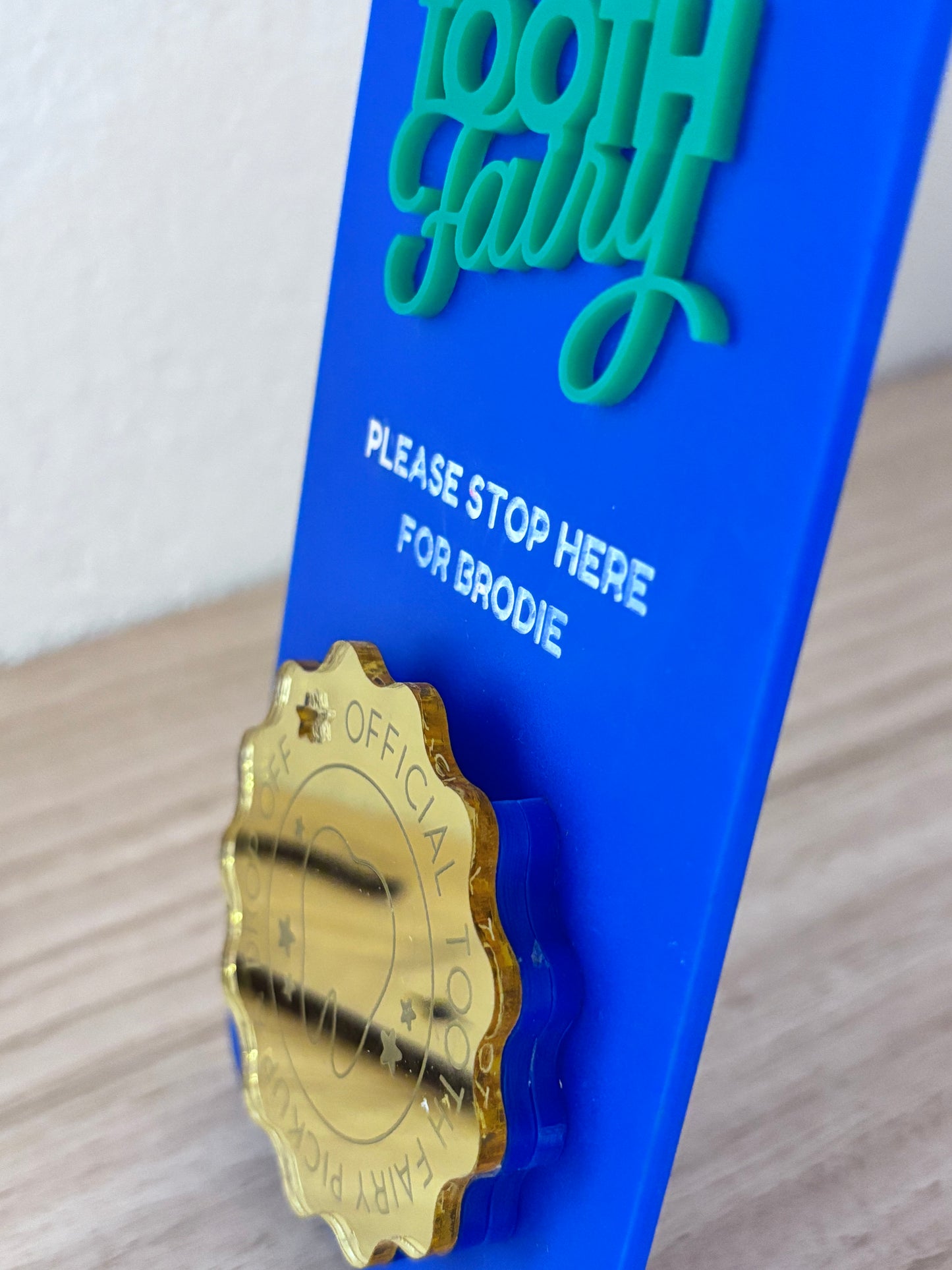 Personalised Coloured Tooth Fairy Pickup & Drop off Door Hanger