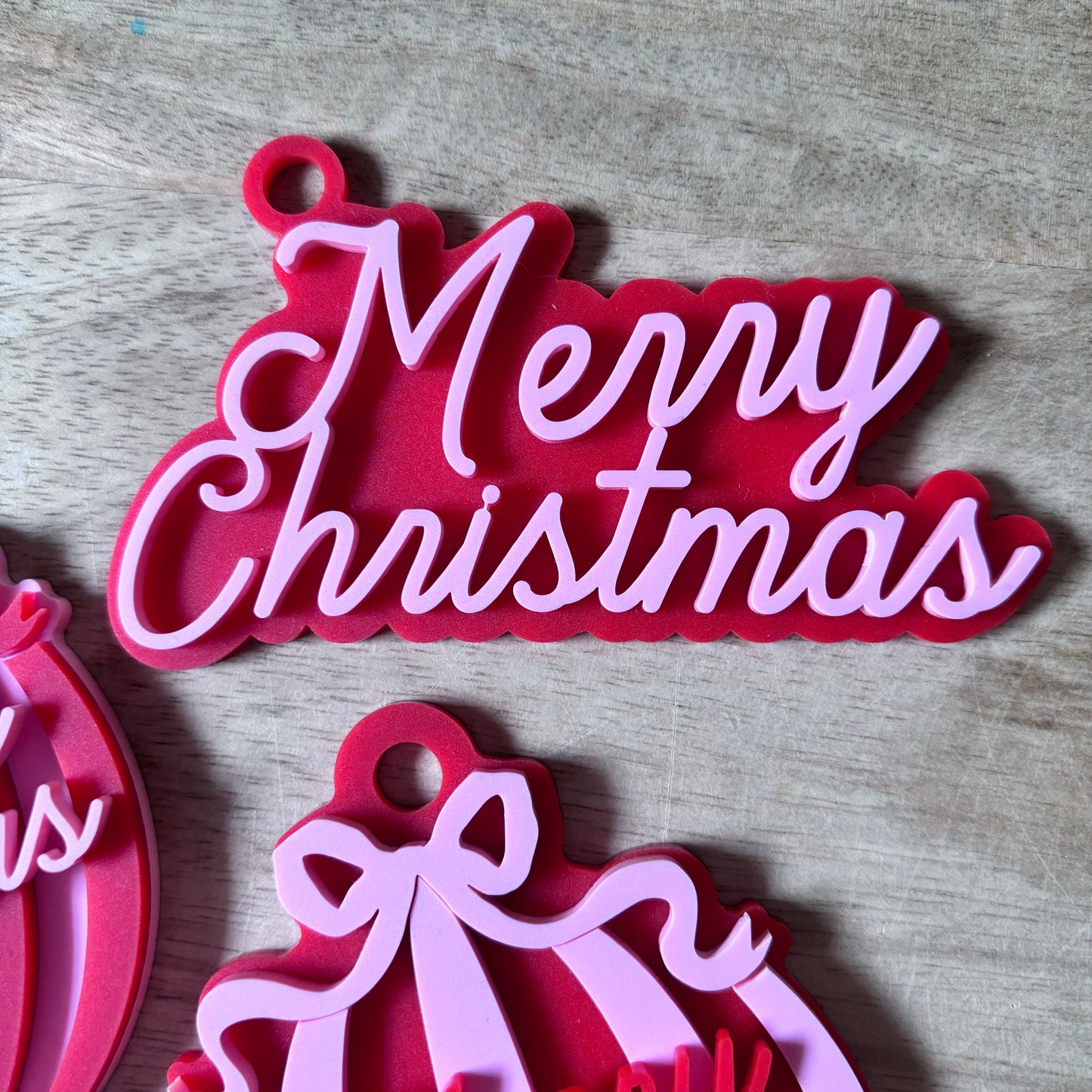 Acrylic Merry Christmas Ornaments (3pk)
