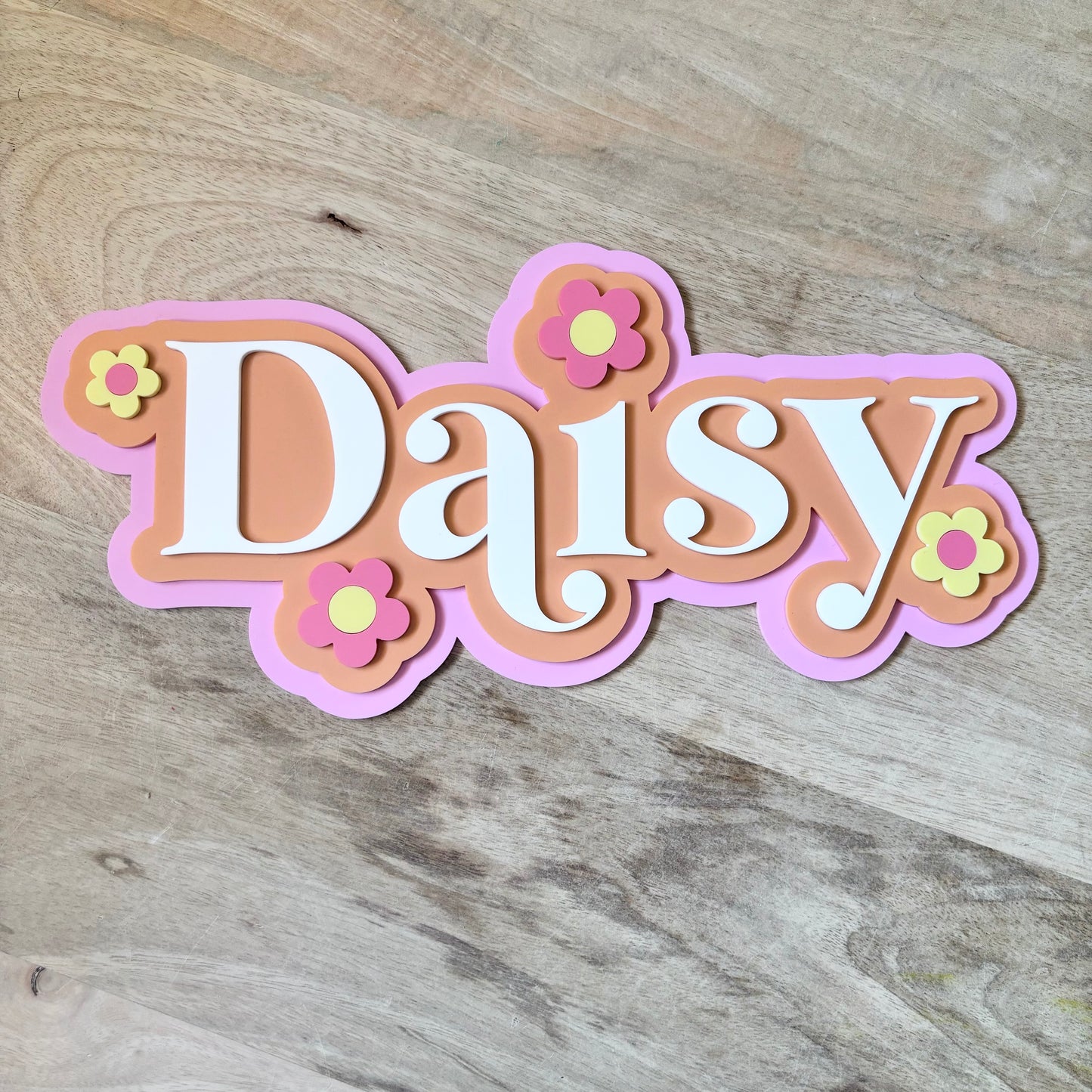 3 Layer Flower Name Sign