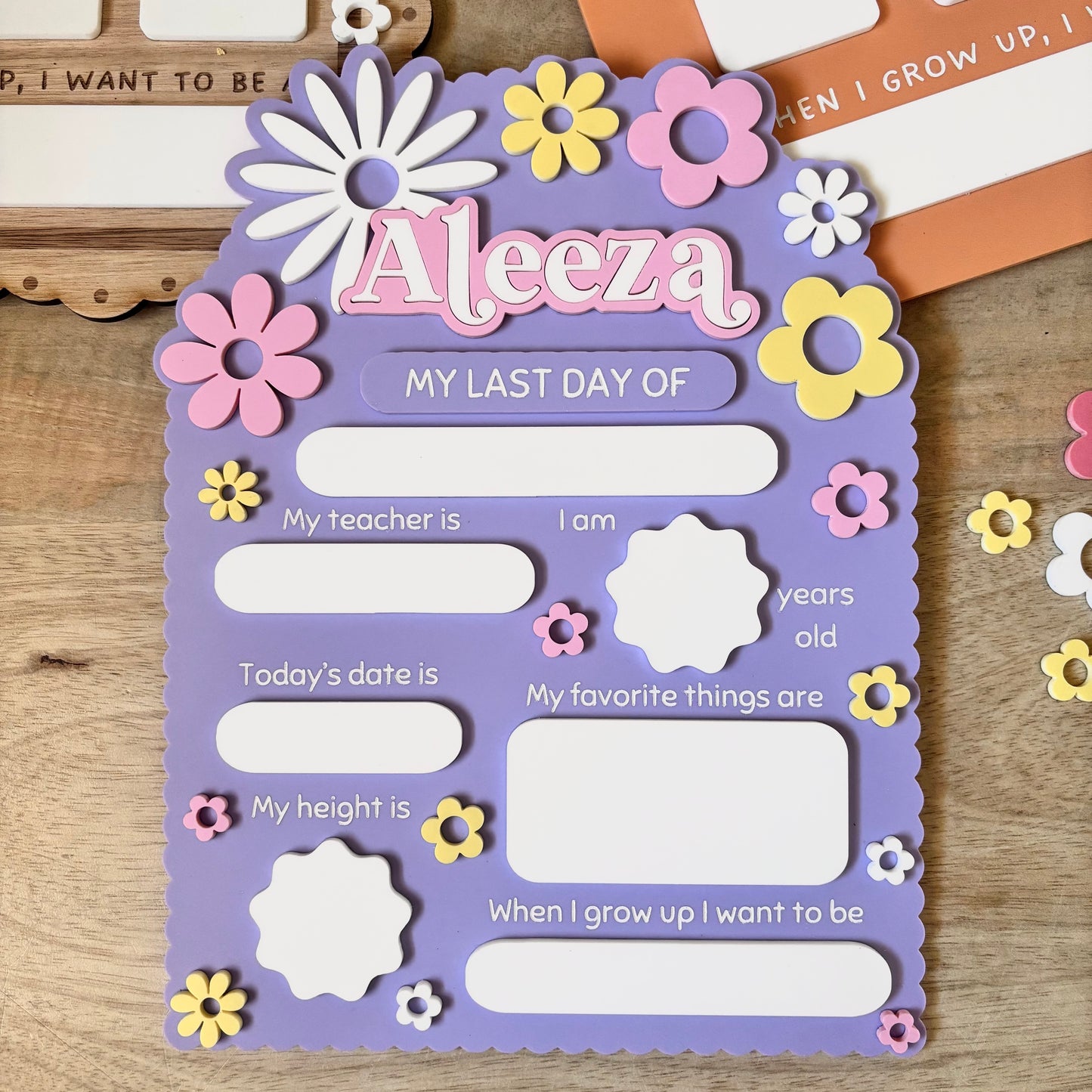 First Last Day of School Flower Board