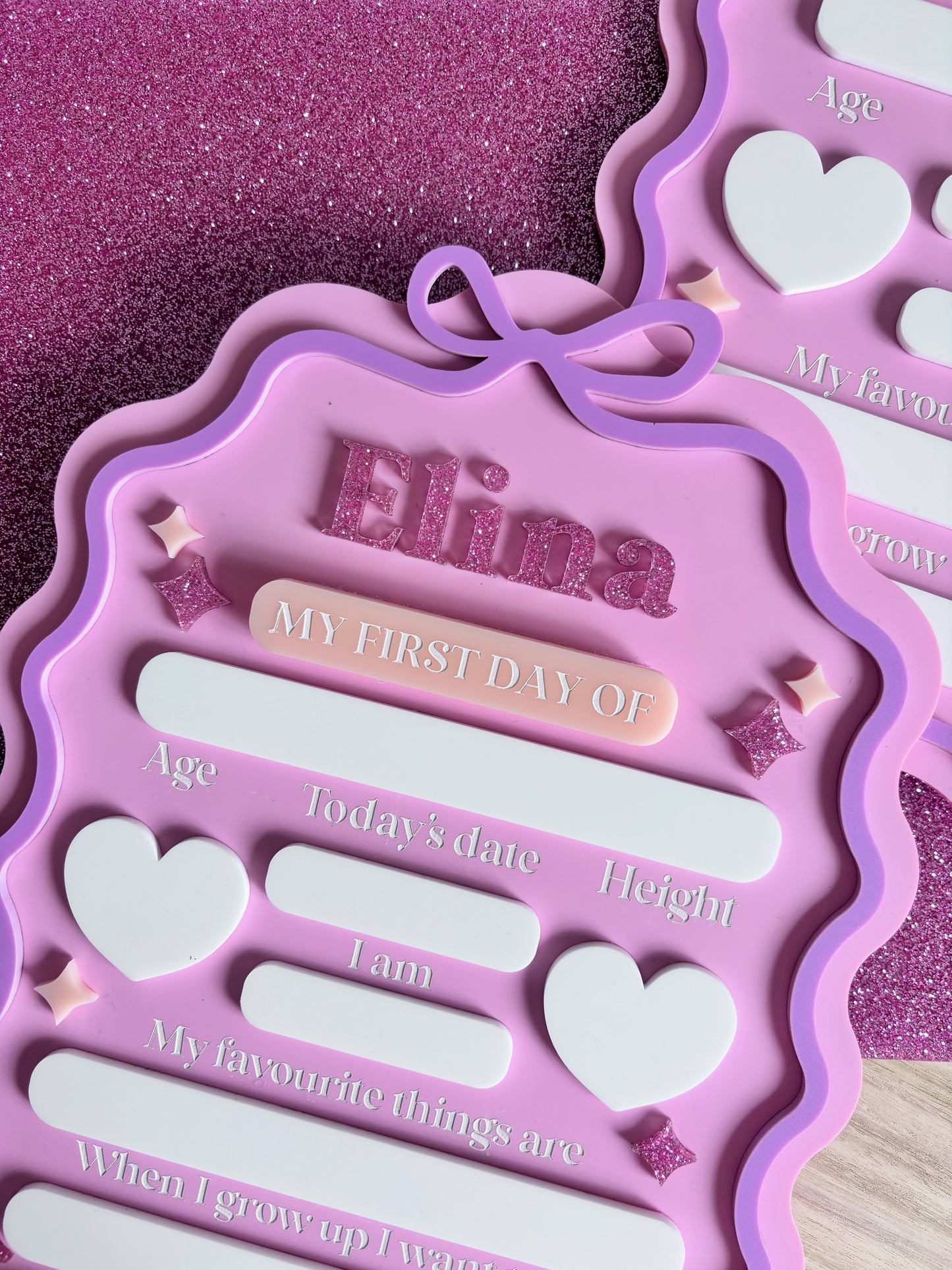 First & Last Day Arch Heart Bow Star Board