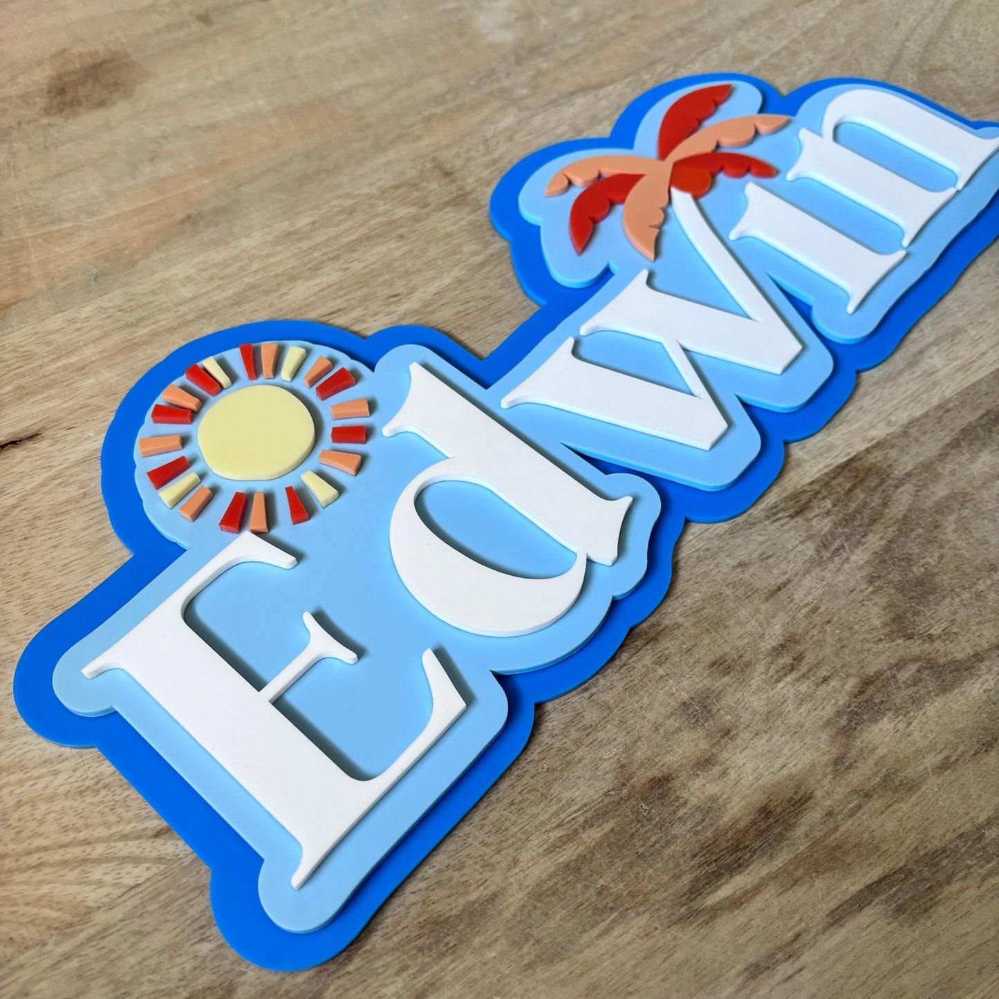 3 Layer Sun & Palm Name Sign