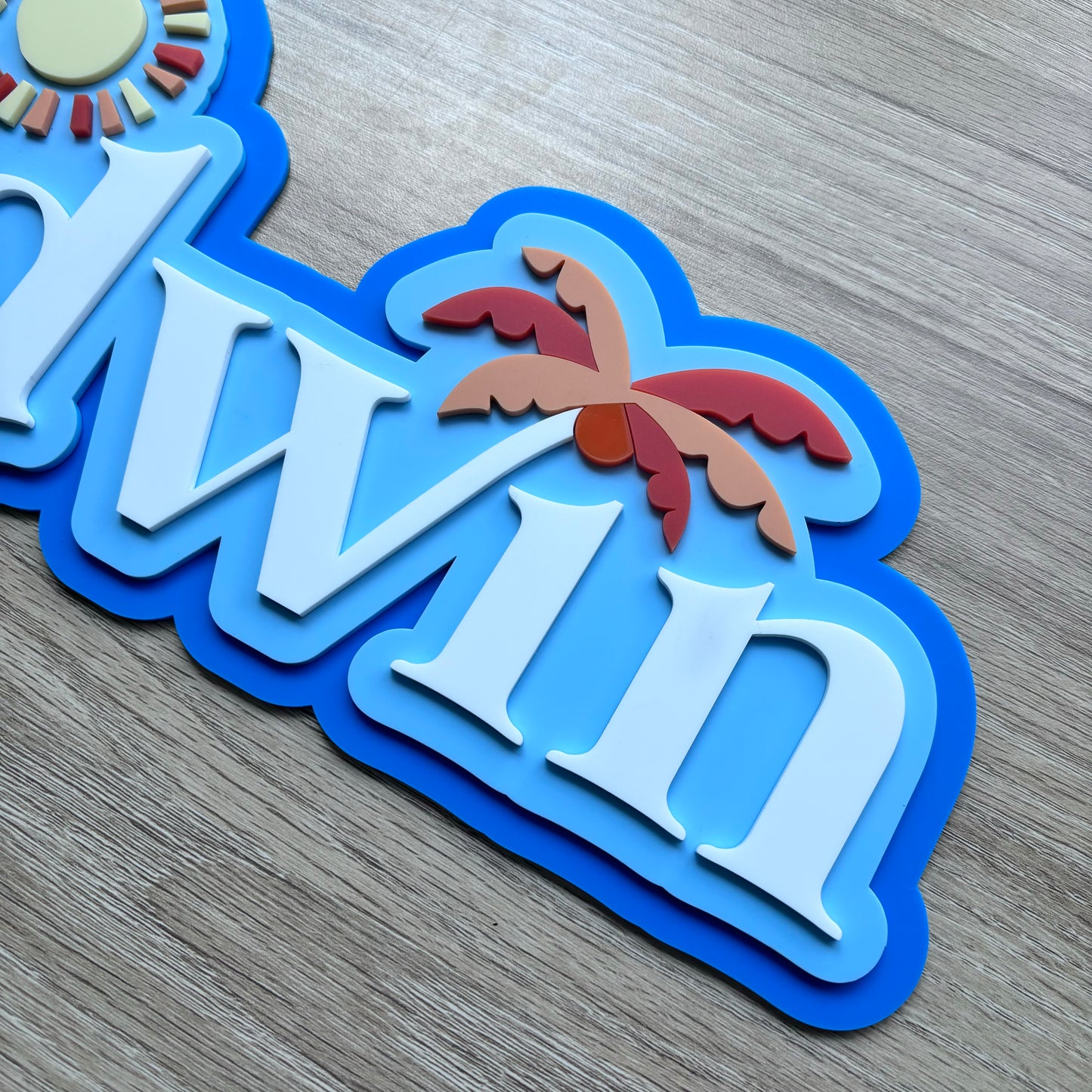 3 Layer Sun & Palm Name Sign