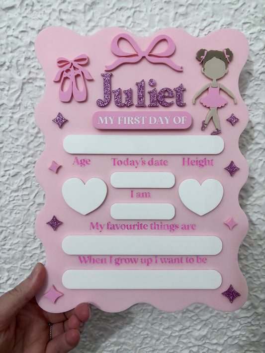 First & Last Day Ballerina Board