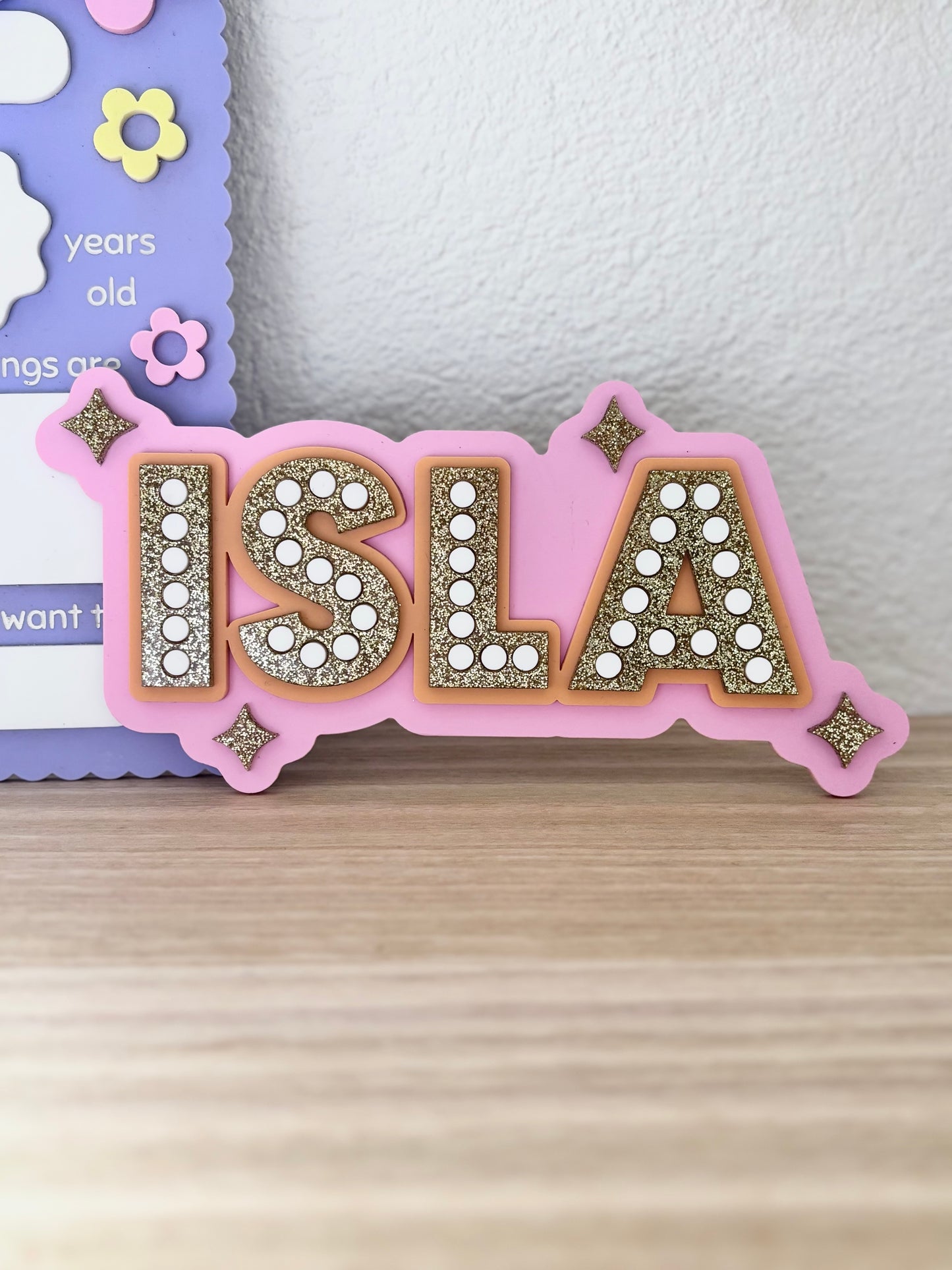 3 Layer Retro Dots Name Sign