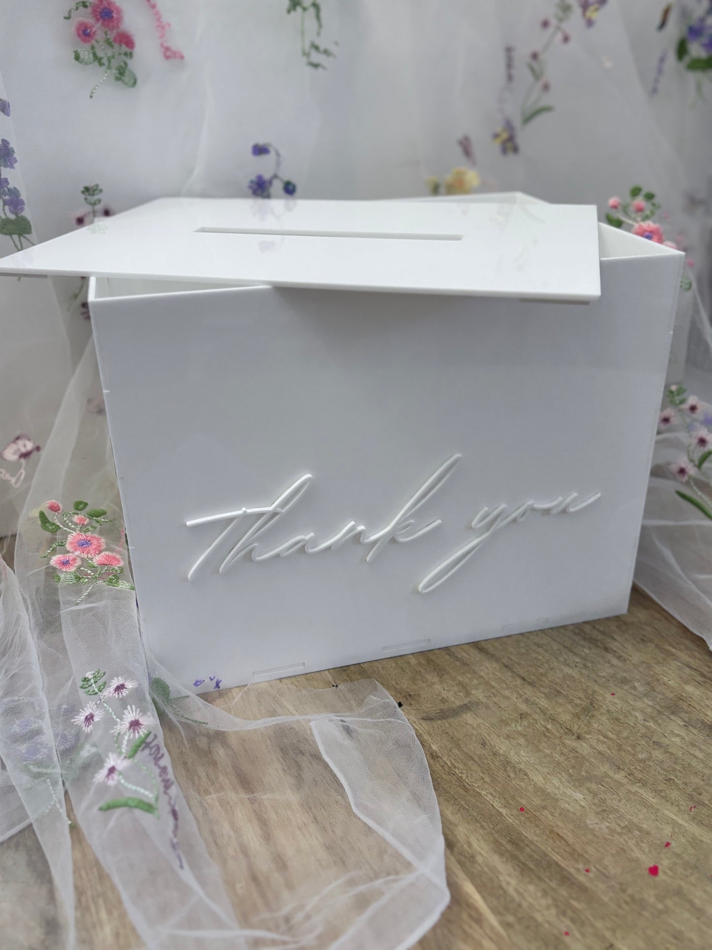 Acrylic Card Box | Personalized Raised Text Card Box | Custom Wedding Decor