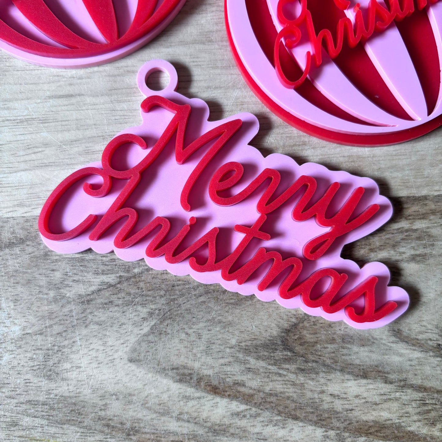 Acrylic Merry Christmas Ornaments (3pk)
