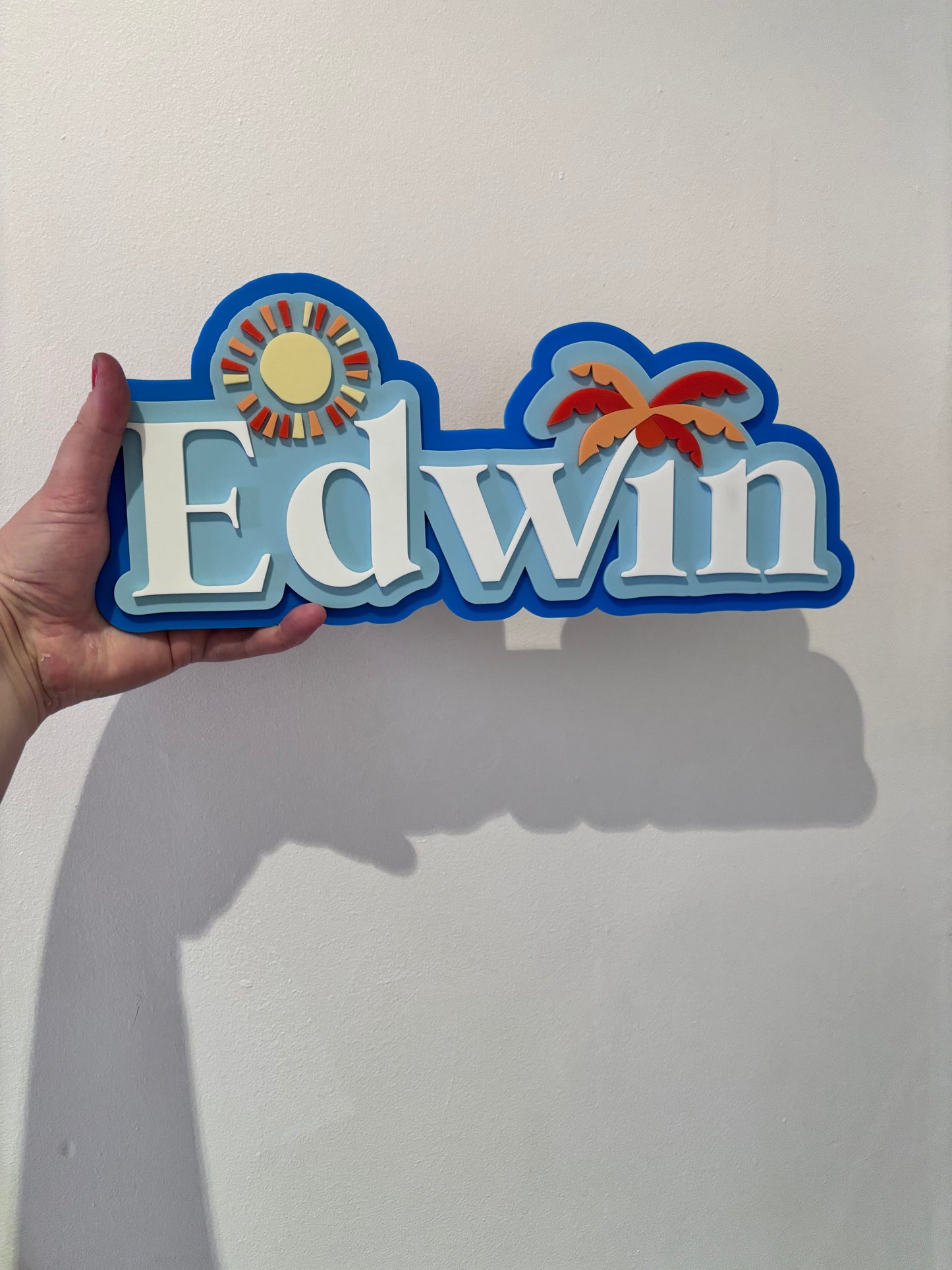 3 Layer Sun & Palm Name Sign