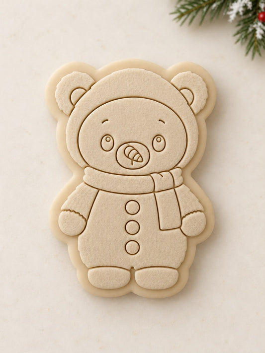 Le Monde de Mely | Christmas Teddies –  Snowman Teddy Cookie Stamp