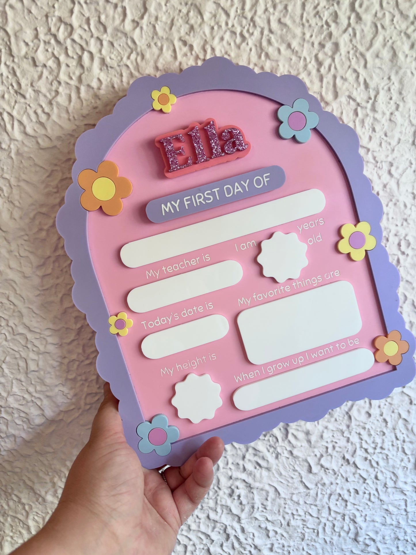 First Last Day of School Wavy Flower Board