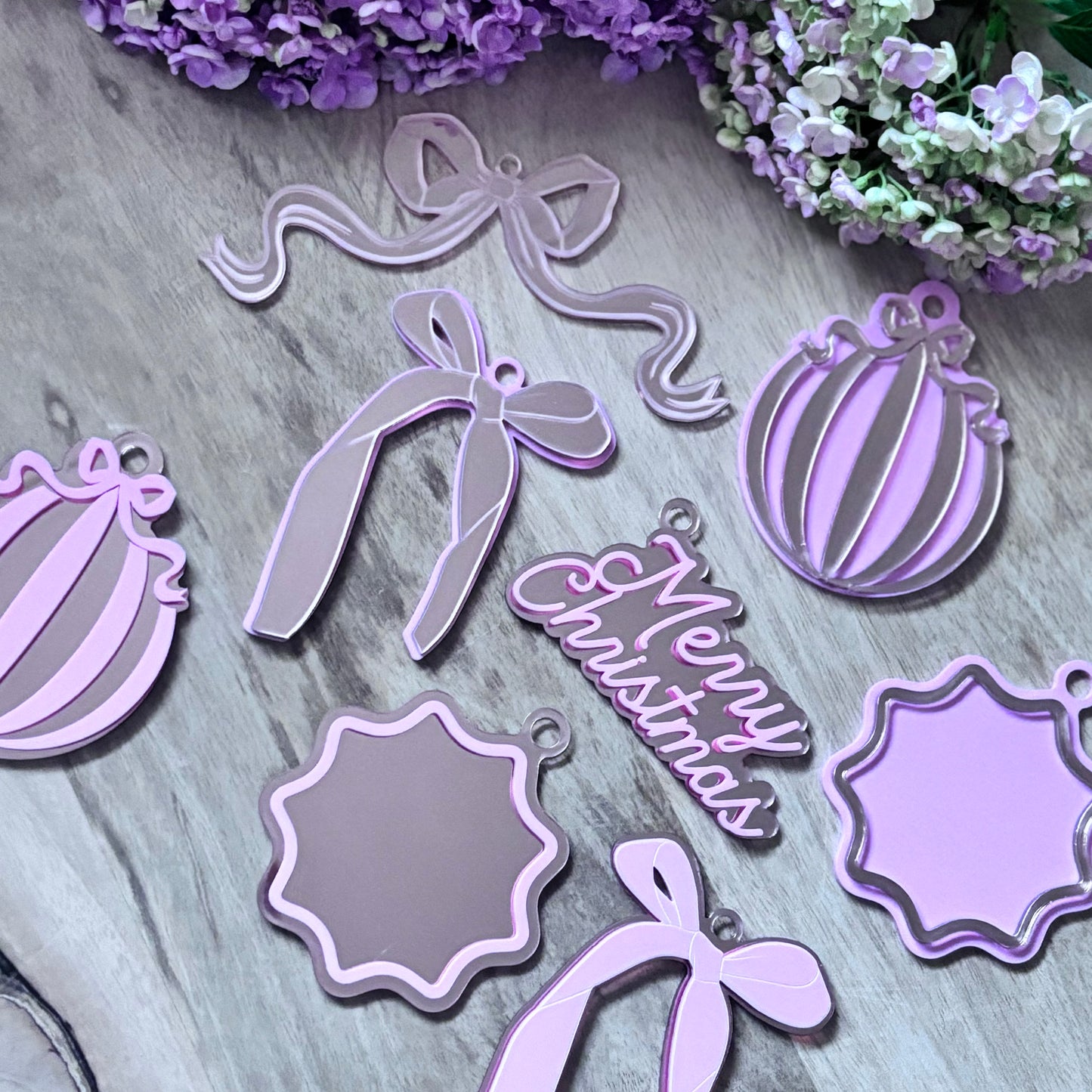 Acrylic Single Layer Wide Bow Ornament (3pk)