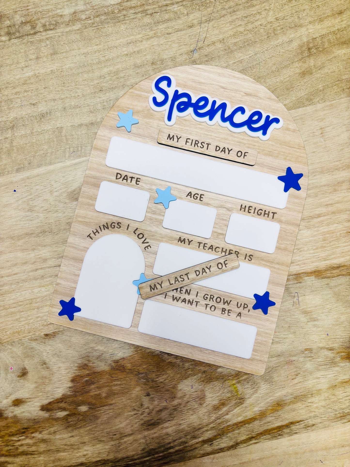 First Last Day of School Wood Star Board