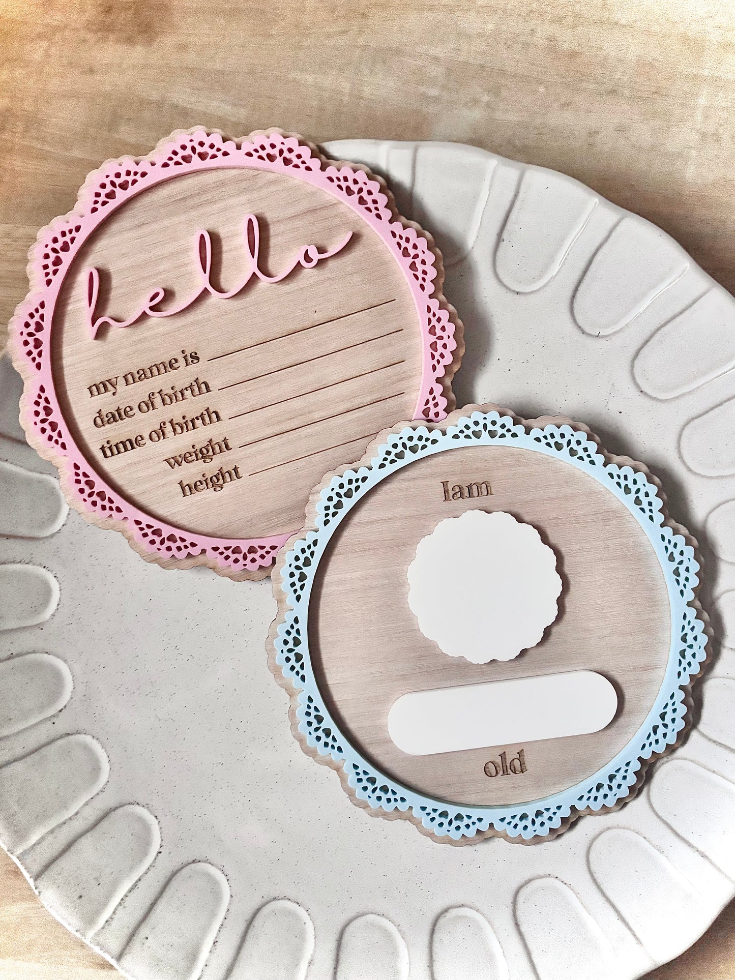 Hello Wooden Lace Border Board