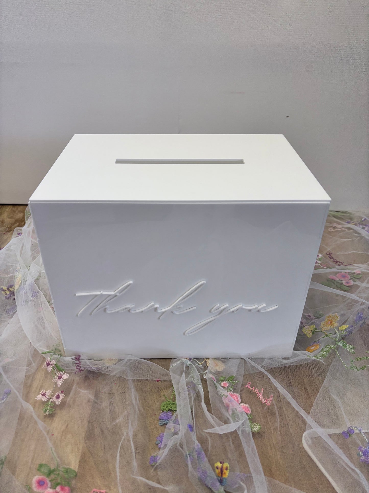 Acrylic Card Box | Personalized Raised Text Card Box | Custom Wedding Decor