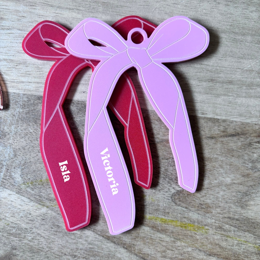 Personalised Acrylic Single Layer Bow Ornament