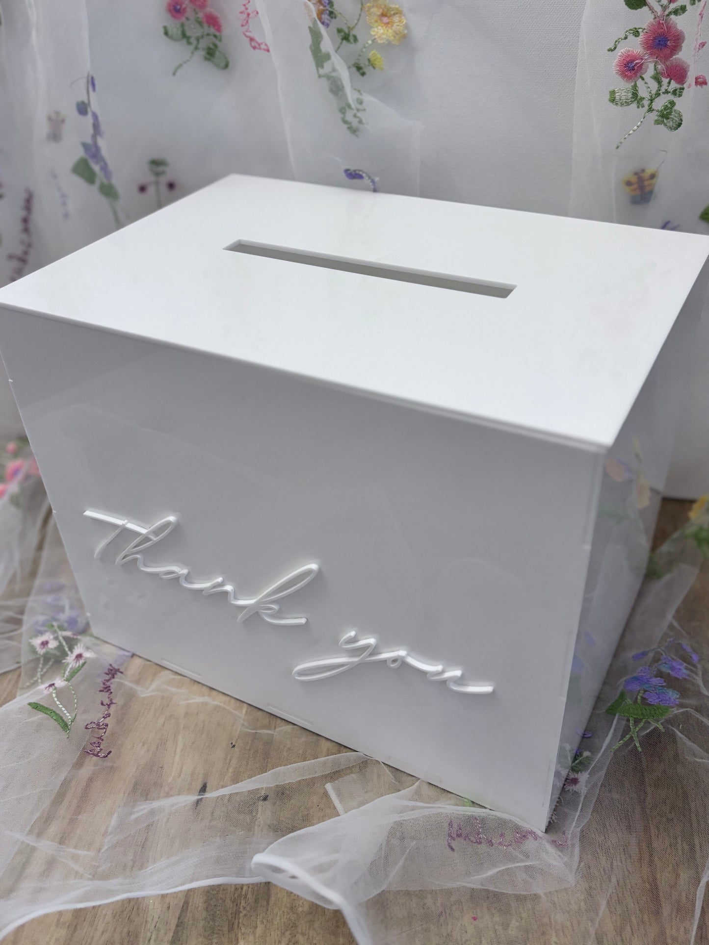 Acrylic Card Box | Personalized Raised Text Card Box | Custom Wedding Decor