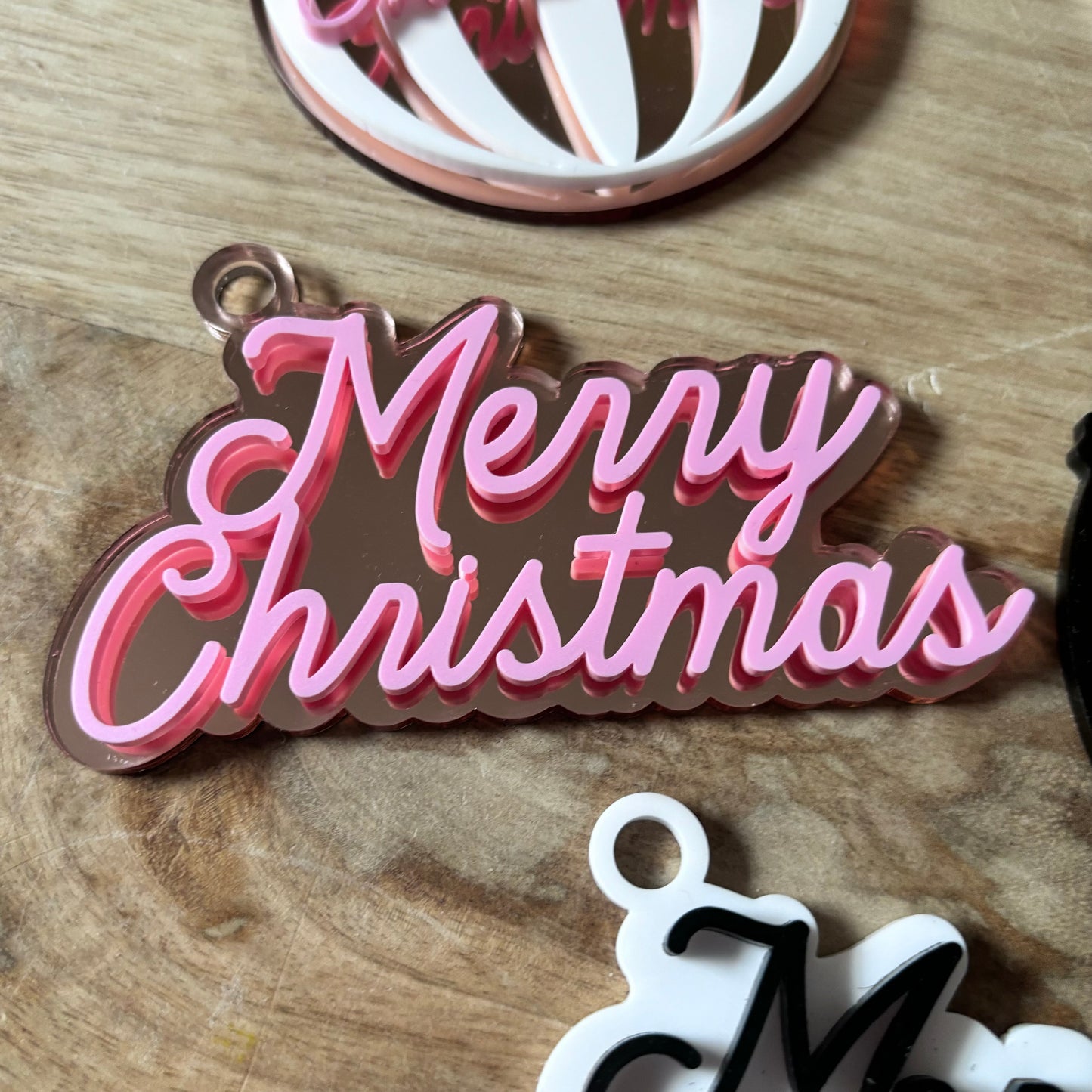 Acrylic Merry Christmas Ornaments (3pk)