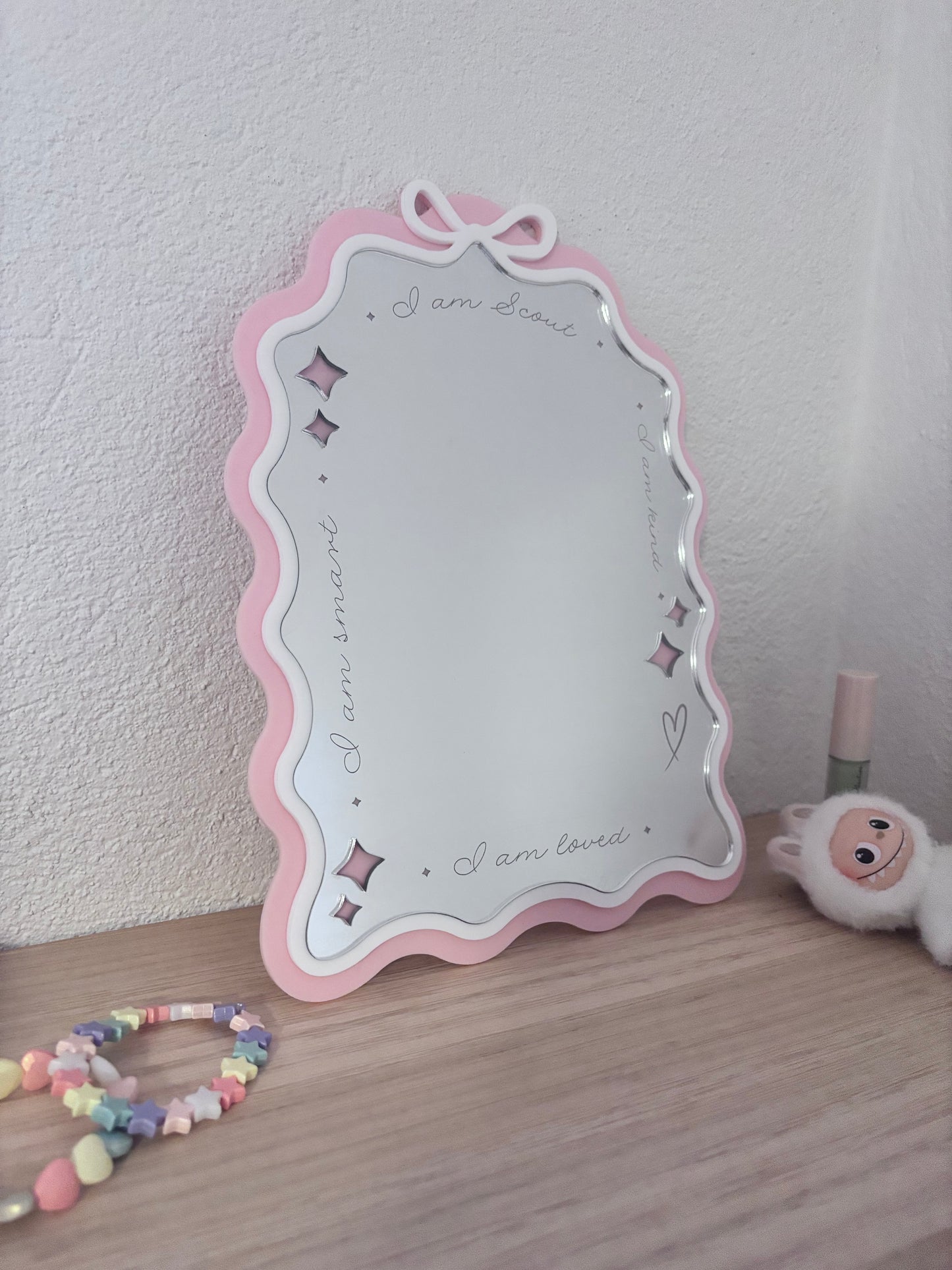 Personalised Affirmation Wavy Bow Arch Mirror