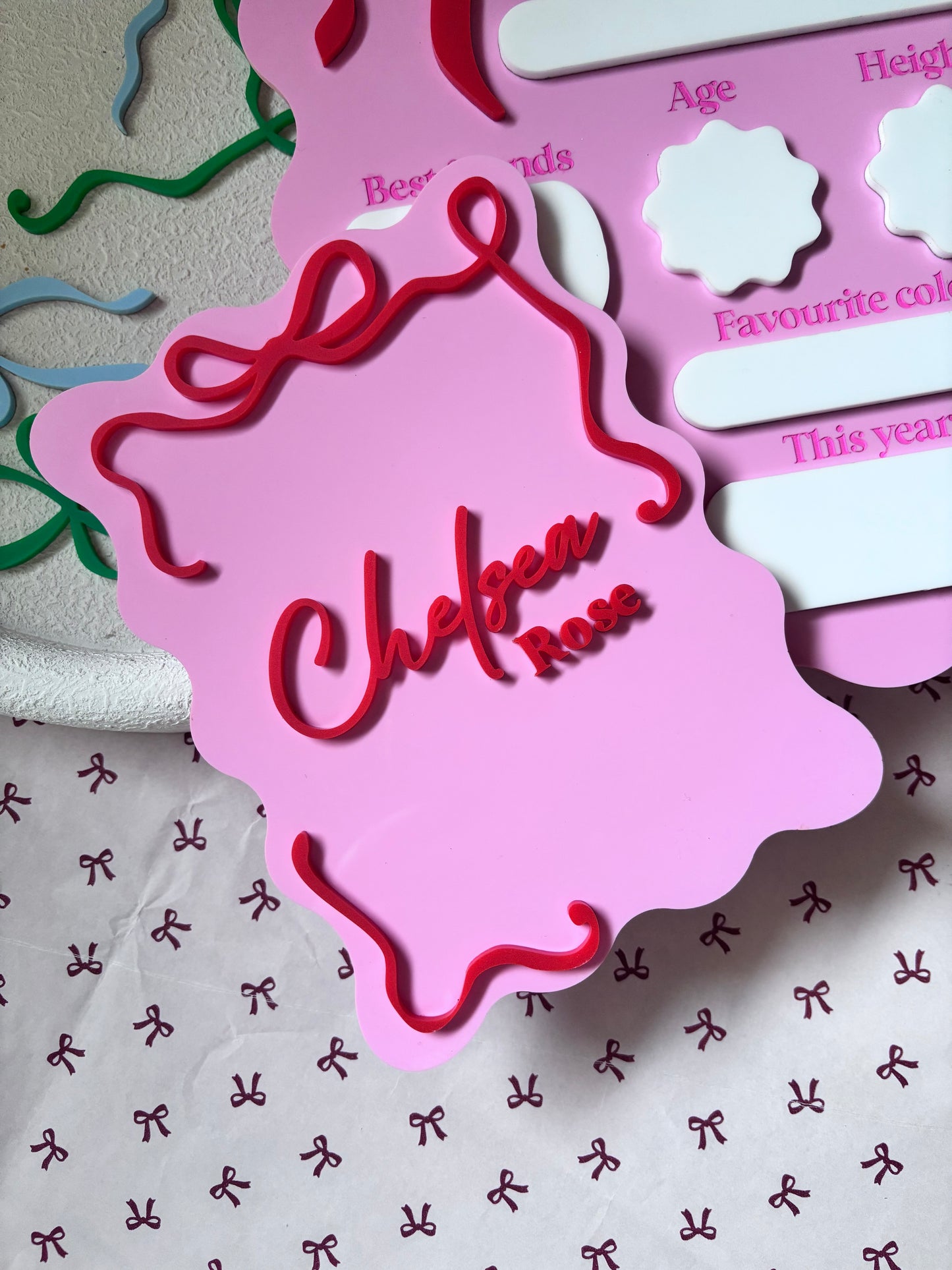 Name Bow Wavy Rectangle Board