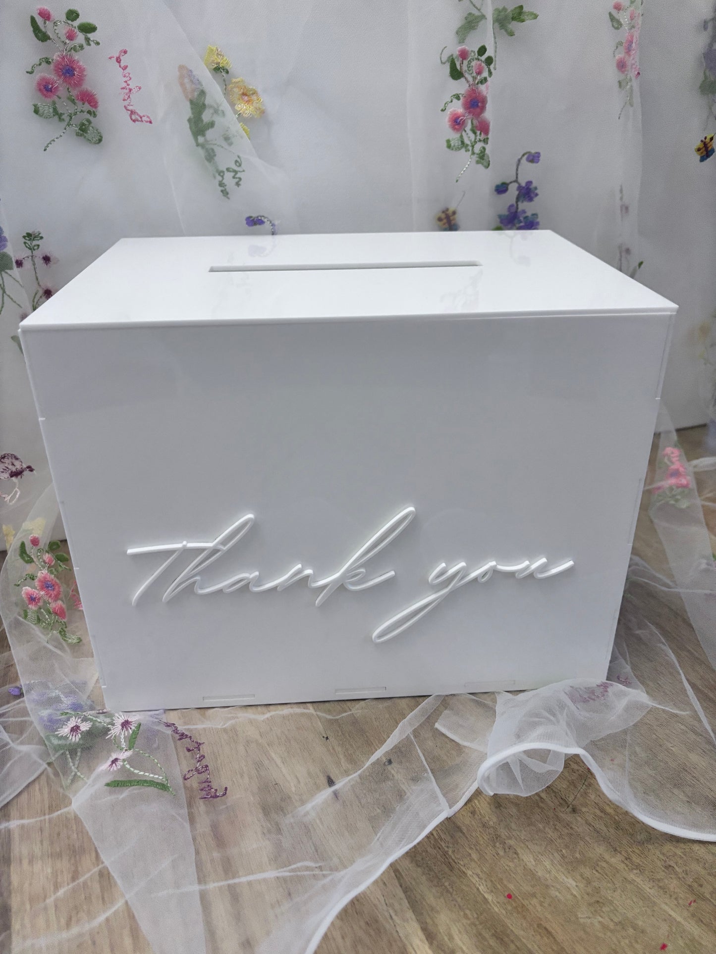 Acrylic Card Box | Personalized Raised Text Card Box | Custom Wedding Decor