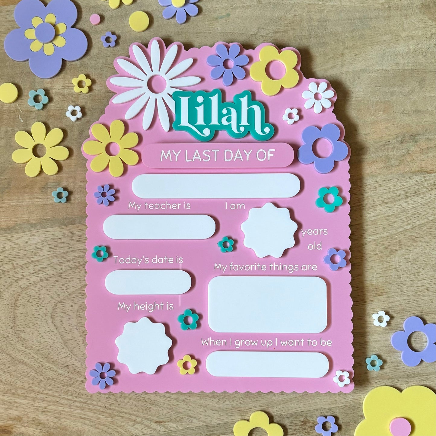 First Last Day of School Flower Board