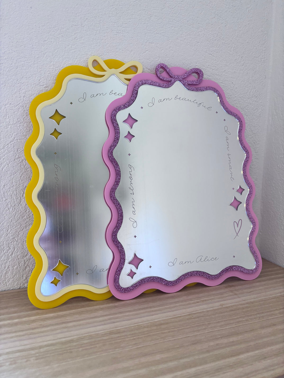 Personalised Affirmation Wavy Bow Arch Mirror