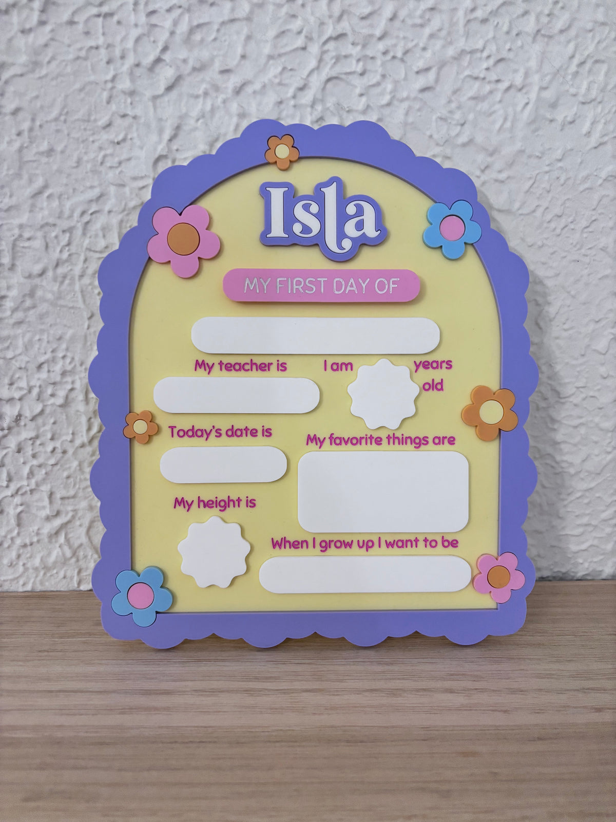 First Last Day of School Wavy Flower Board