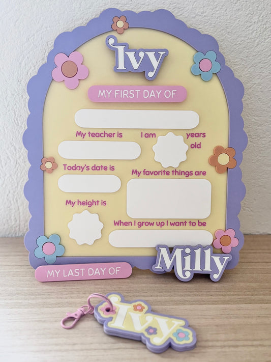 First Last Day of School Wavy Flower Board