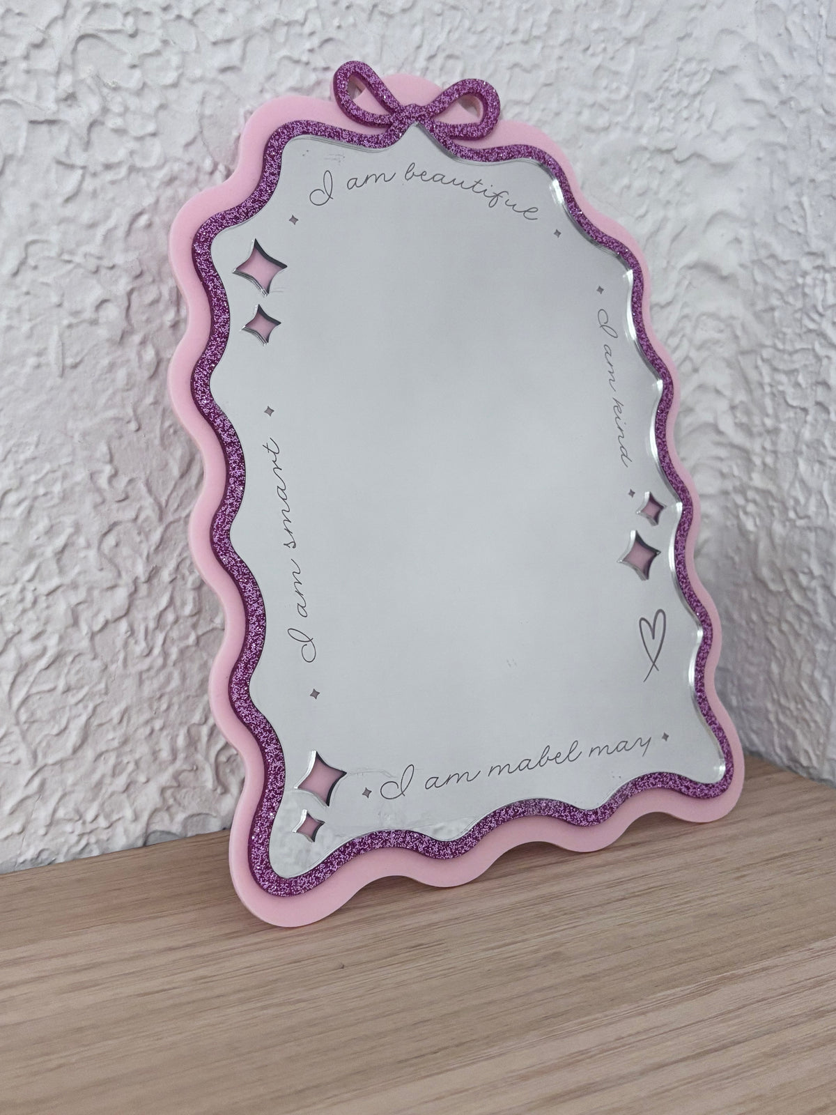 Personalised Affirmation Wavy Bow Arch Mirror