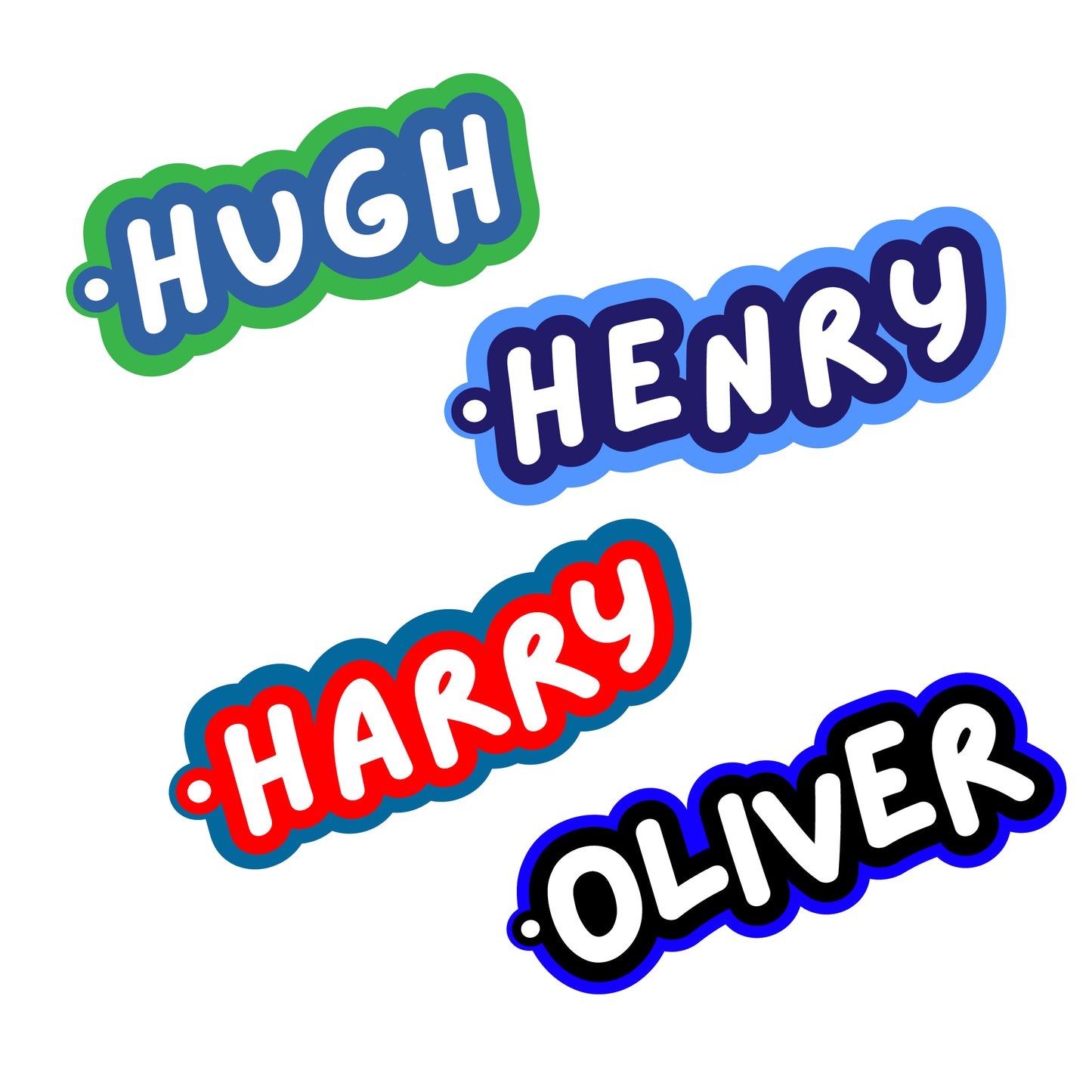 Multi Coloured Kids Name Keyring